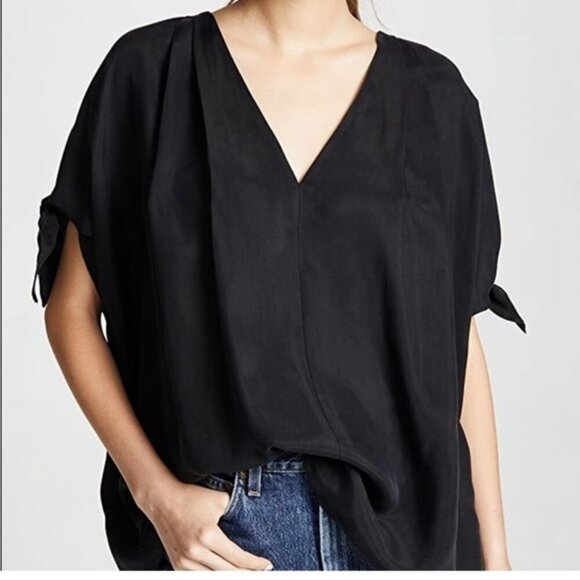 HATCH / Gabrielle Top toe sleeve dolman one size black vneck blouse top - Picture 4 of 7